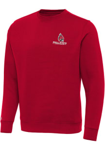 Antigua Ball State Cardinals Mens Red Victory Long Sleeve Crew Sweatshirt