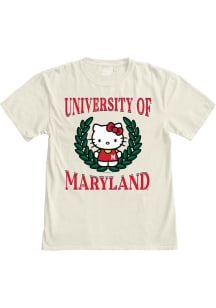 Blue 84 Maryland Terrapins Womens Ivory Hello Two Ways Short Sleeve T-Shirt