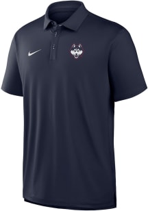 Nike UConn Huskies Mens Navy Blue DriFit Tour Short Sleeve Polo