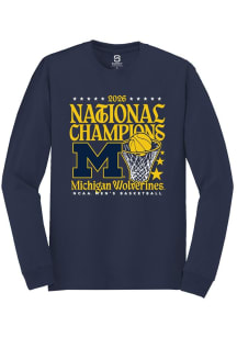 Summit Sportswear Michigan Wolverines Navy Blue MBB National Champs 2026 Hoop Long Sleeve T Shirt
