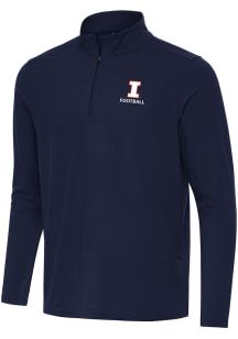 Antigua Illinois Fighting Illini Mens Navy Blue Football Intent Long Sleeve Qtr Zip Pullover