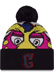 New Era Cleveland Guardians Navy Blue DL Mascot Pom Cuff Mens Knit Hat
