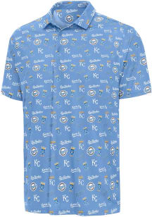 Antigua Kansas City Royals Mens Light Blue Cooperstown Short Sleeve Polo