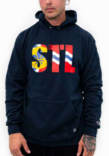 Arch Apparel St Louis Mens Navy Blue Flag Infill Long Sleeve Hoodie