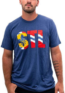 Arch Apparel St Louis Navy Blue STL City Flag Short Sleeve Fashion T Shirt