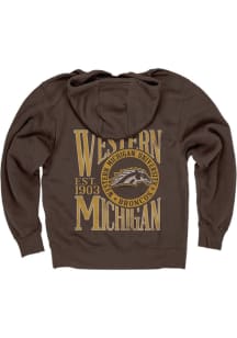 Blue 84 Western Michigan Broncos Mens Brown First Dibs Mascot Long Sleeve Hoodie