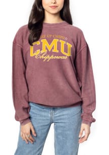 Central Michigan Chippewas Womens Maroon Corded Crew Sweatshirt