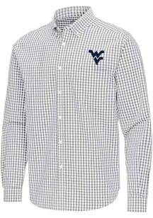Antigua West Virginia Mountaineers Mens Ash Ellis Long Sleeve Dress Shirt