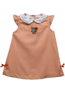 Vive La Fete Bowling Green Falcons Baby Girls Orange Gingham Short Sleeve Dress
