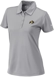 Columbia Colorado Buffaloes Womens Grey Heat Seal Birdie Short Sleeve Polo Shirt