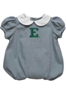 Vive La Fete Eastern Michigan Eagles Baby Green Gingham Collar Short Sleeve One Piece