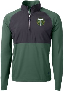 Cutter and Buck Portland Timbers Mens Green Adapt Eco Hybrid Long Sleeve Qtr Zip Pullover