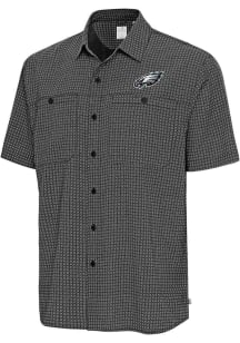 Antigua Philadelphia Eagles Mens Navy Blue Mosiaic SS Short Sleeve Dress Shirt