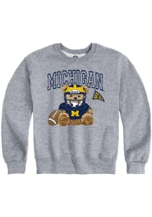 Summit Sportswear Michigan Wolverines Youth Grey Bear Necessities Long Sleeve Crew Sweatshirt