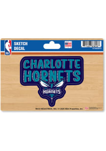 Charlotte Hornets 4x6 Sketch Auto Decal - Purple