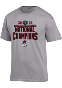Champion Georgia Bulldogs Grey 2026 Women's Indoor Track National Champions Short Sleeve T Shirt