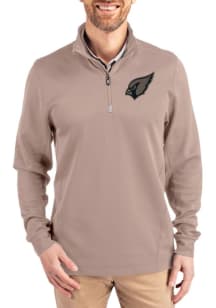 Cutter and Buck Arizona Cardinals Mens Oatmeal Mono Traverse Long Sleeve Qtr Zip Pullover