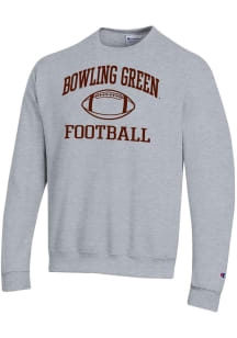 Champion Bowling Green Falcons Mens Grey Football Icon Powerblend Long Sleeve Crew Sweatshirt