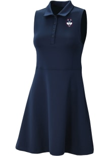 Columbia UConn Huskies Womens Navy Blue Heat Seal Match Short Sleeve Dress