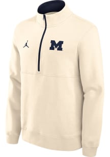 Nike Michigan Wolverines Mens Natural Primary Logo Long Sleeve Qtr Zip Fashion Pullover