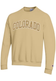 Champion Colorado Buffaloes Mens Gold Arch Name Tonal Twill Long Sleeve Crew Sweatshirt