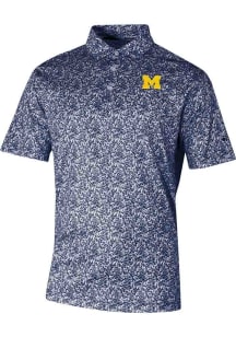 Columbia Michigan Wolverines Mens Navy Blue Heat Seal Westside Country Short Sleeve Polo