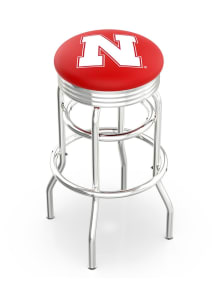 Nebraska Cornhuskers Double-Ring Swivel Chrome Pub Stool - Black