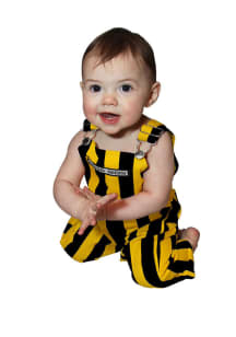 Game Bibs Black Gold Baby Black Striped Bib Overall Overalls