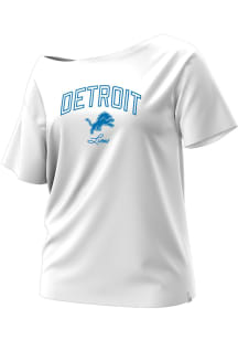 Champion Detroit Lions Womens White Off Shoulder Short Sleeve T-Shirt