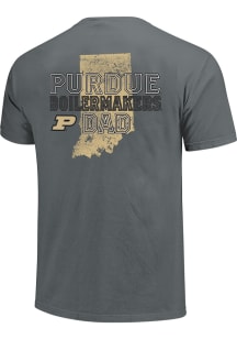 Purdue Boilermakers Charcoal Dad State Outline Short Sleeve T Shirt