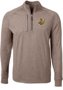 Cutter and Buck Rowan University Mens Brown Adapt Heather Long Sleeve Qtr Zip Pullover