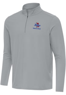 Antigua Tulsa Golden Hurricane Mens Ash Intent Track & Field Long Sleeve Qtr Zip Pullover