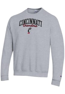 Champion Cincinnati Bearcats Mens Grey Grandma Script Powerblend Long Sleeve Crew Sweatshirt