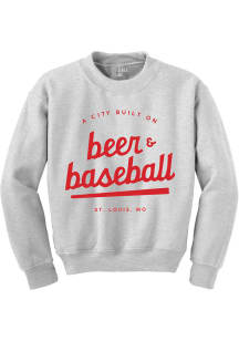 Series Six St Louis Mens Grey Beer Baseball Long Sleeve Crew Sweatshirt