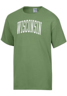 ComfortWash Wisconsin Badgers Womens Olive Arch Garment Dyed Short Sleeve T-Shirt