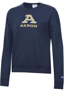 Champion Akron Zips Womens Navy Blue Powerblend Crew Sweatshirt