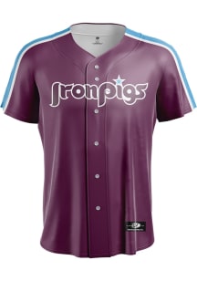 Lehigh Valley Ironpigs Mens Replica Button Up Jersey - Maroon