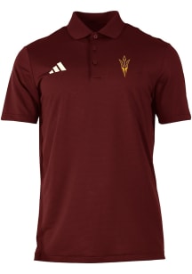 Adidas Arizona State Sun Devils Mens Maroon Heat Seal Ottoman Short Sleeve Polo