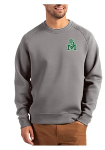 Cutter and Buck Marshall Thundering Herd Mens Graphite Vault Roam Long Sleeve Crew Sweatshirt