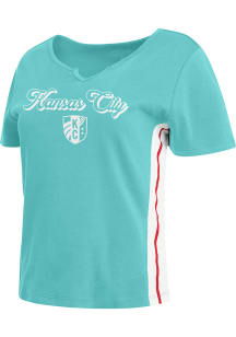 WEAR by Erin Andrews KC Current Womens Teal Notch Short Sleeve T-Shirt