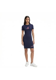 Pro Standard Atlanta Braves Womens Navy Blue Classic Chenille Short Sleeve Dress