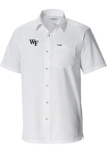 Columbia Wake Forest Demon Deacons Mens White Heat Seal Slack Tide Camp Short Sleeve Dress Shirt