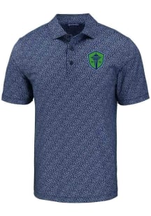 Cutter and Buck Seattle Sounders FC Mens Navy Blue Pike Pebble Short Sleeve Polo