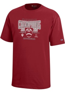Champion Indiana Hoosiers Youth Crimson 2025 College Football Champions Core Short Sleeve T-Shirt