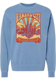 Summit Sportswear Kansas City Mens Blue Paris of the Plains Long Sleeve Crew Sweatshirt