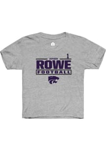 Jayden Rowe K-State Wildcats Youth Grey NIL Stacked Box Player Tee