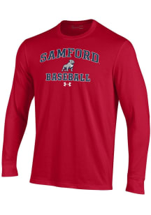 Under Armour Samford University Bulldogs Red Baseball Performance Long Sleeve T Shirt