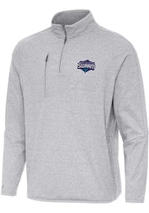 Antigua Greensboro Swarm Mens Grey Heather Certain Long Sleeve Qtr Zip Pullover