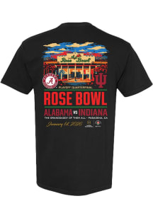 Something Inked Indiana Hoosiers Black 2026 Rose Bowl vs. Alabama Stadium Short Sleeve T Shirt