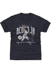 Ronald Acuna Jr Atlanta Braves Youth Navy Blue Game Player Tee